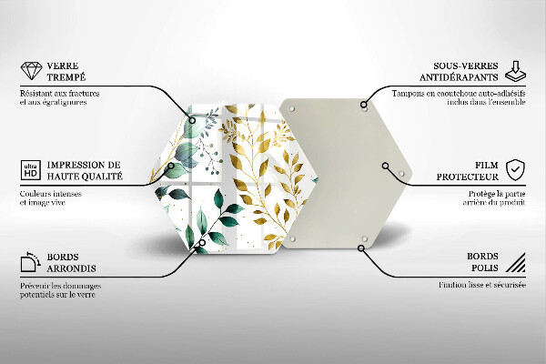 Skleněná deska do kuchyně Zelené a zlaté listy