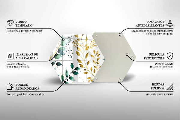 Skleněná deska do kuchyně Zelené a zlaté listy