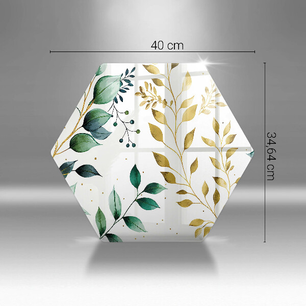 Skleněná deska do kuchyně Zelené a zlaté listy