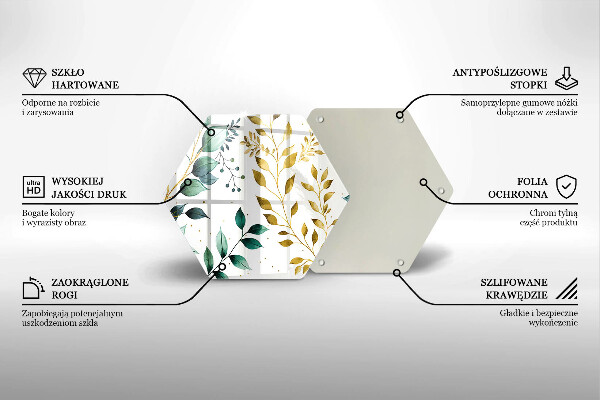 Skleněná deska do kuchyně Zelené a zlaté listy