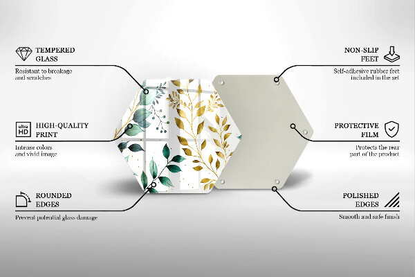 Skleněná deska do kuchyně Zelené a zlaté listy