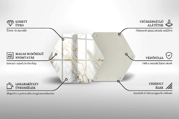 Skleněná deska do kuchyně Světlý mramor se zlatem