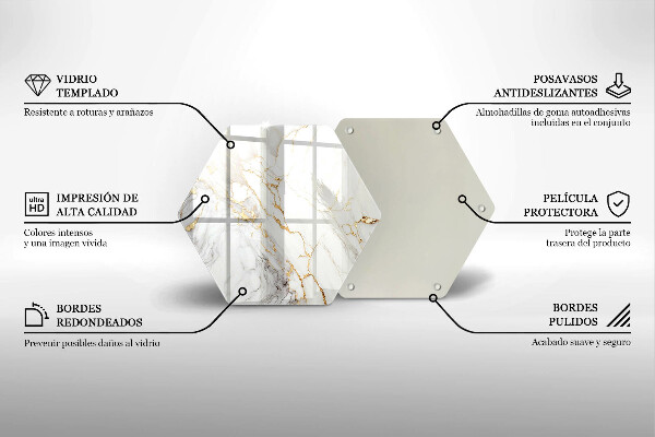 Skleněná deska do kuchyně Světlý mramor se zlatem