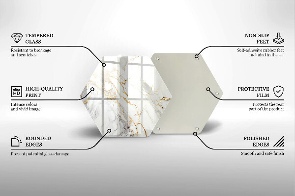 Skleněná deska do kuchyně Světlý mramor se zlatem