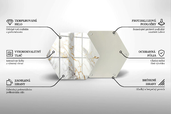 Skleněná deska do kuchyně Světlý mramor se zlatem