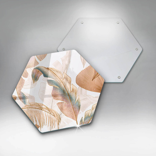 Skleněná deska do kuchyně Boho peří a listy