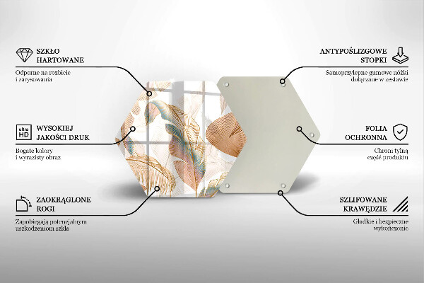 Skleněná deska do kuchyně Boho peří a listy