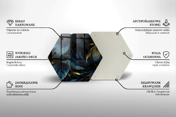 Skleněná deska do kuchyně Dekorativní listy se zlatem