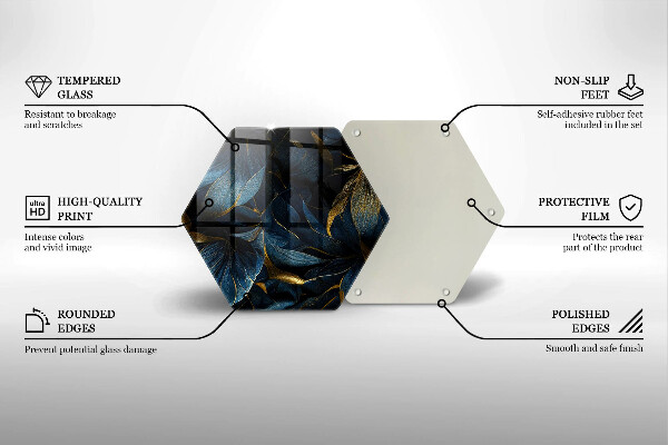 Skleněná deska do kuchyně Dekorativní listy se zlatem