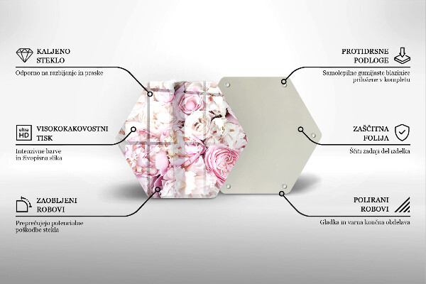 Skleněná deska do kuchyně Pivoňková kytice