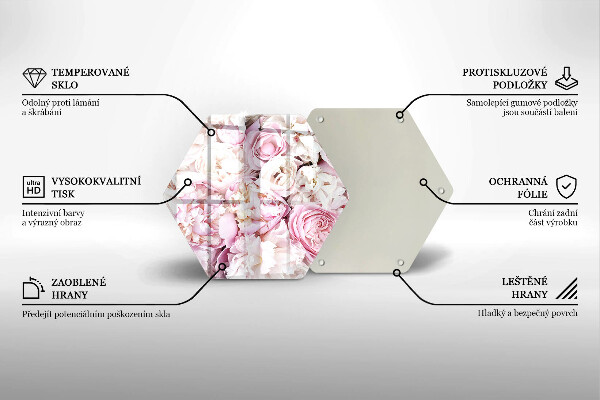 Skleněná deska do kuchyně Pivoňková kytice