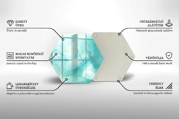 Skleněná deska do kuchyně Modrá a zlatá abstrakce