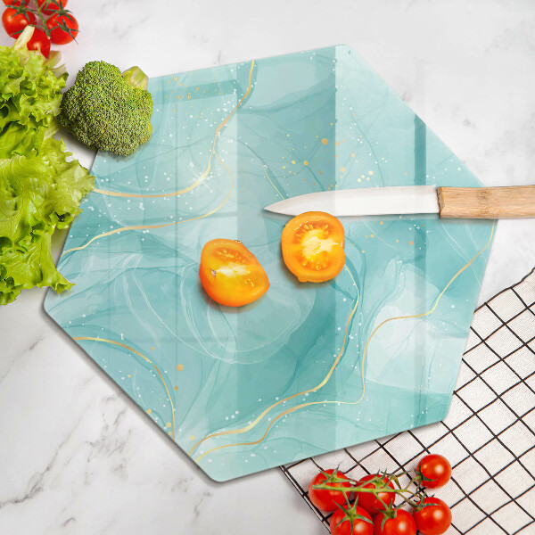 Skleněná deska do kuchyně Modrá a zlatá abstrakce