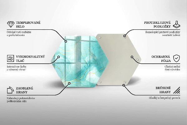 Skleněná deska do kuchyně Modrá a zlatá abstrakce