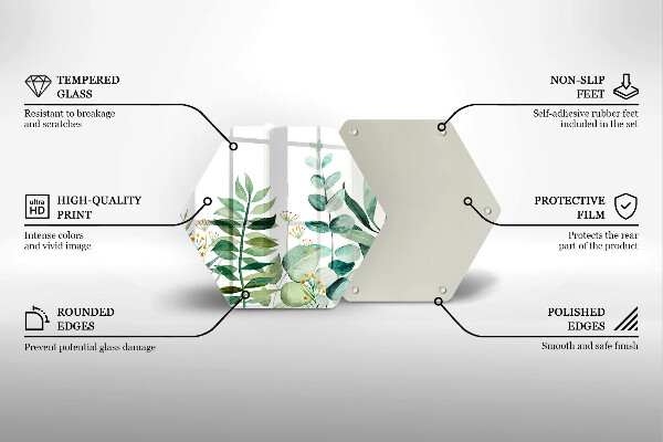 Skleněná deska do kuchyně Ilustrace rostlin listy