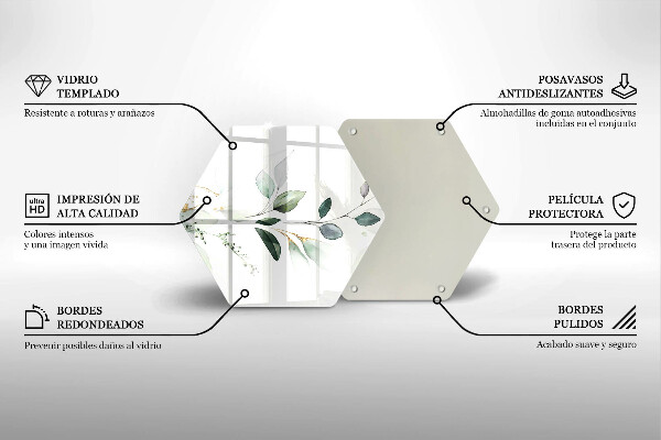 Skleněná deska do kuchyně Akvarel listy