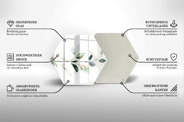 Skleněná deska do kuchyně Akvarel listy