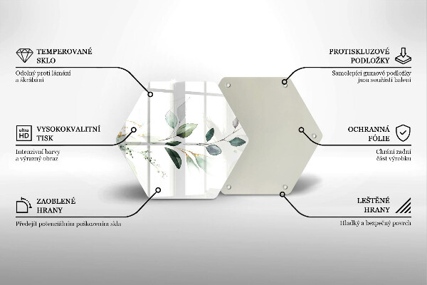 Skleněná deska do kuchyně Akvarel listy