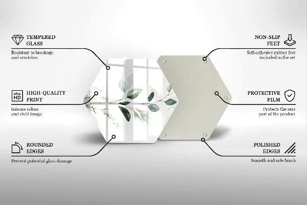 Skleněná deska do kuchyně Akvarel listy