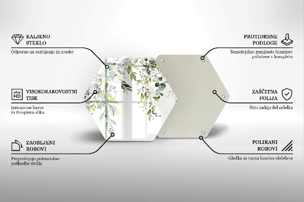 Skleněná krájecí deska Dekorativní listy a květy