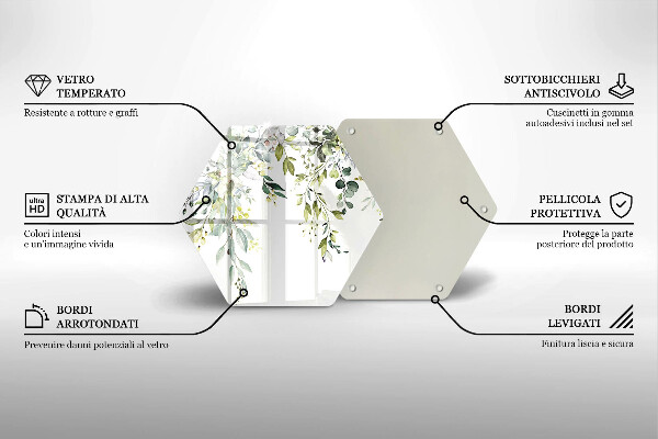 Skleněná krájecí deska Dekorativní listy a květy