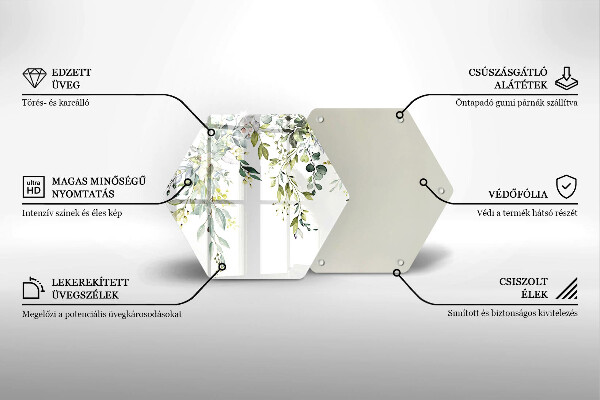 Skleněná krájecí deska Dekorativní listy a květy