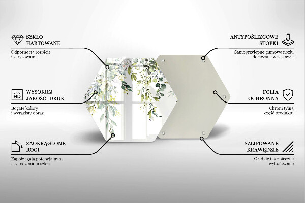 Skleněná krájecí deska Dekorativní listy a květy