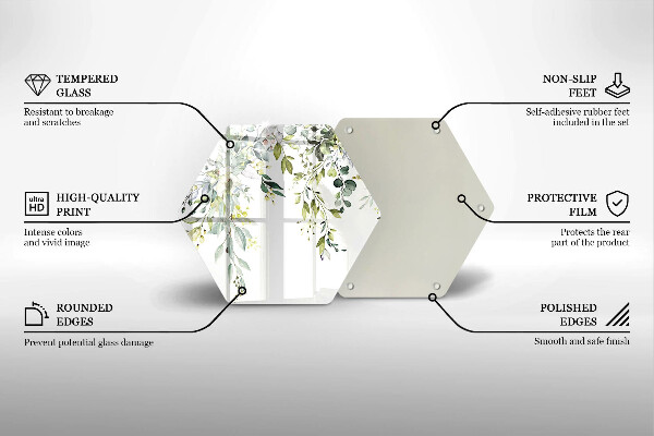 Skleněná krájecí deska Dekorativní listy a květy
