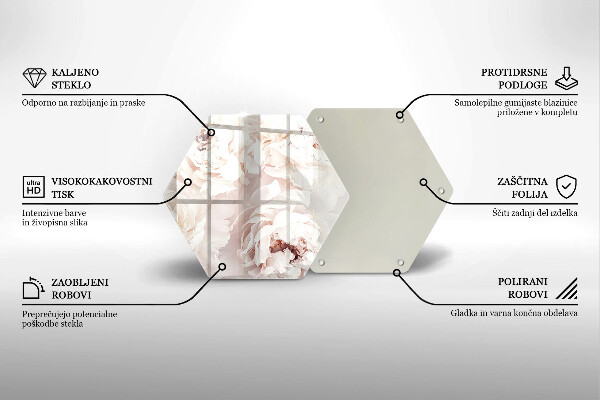 Skleněná krájecí deska Pastelové pivoňky