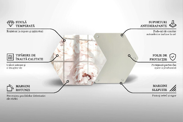 Skleněná krájecí deska Pastelové pivoňky