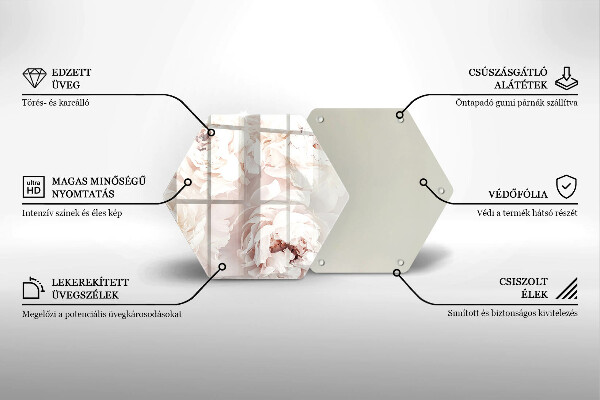 Skleněná krájecí deska Pastelové pivoňky