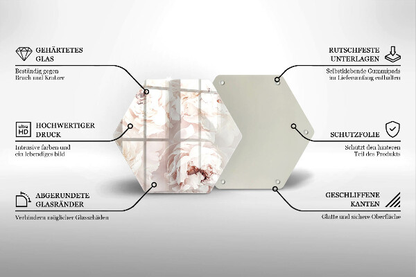 Skleněná krájecí deska Pastelové pivoňky