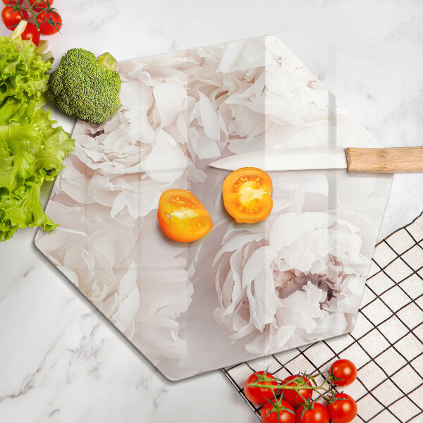 Skleněná krájecí deska Pastelové pivoňky