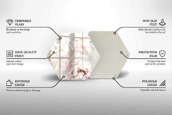 Skleněná krájecí deska Pastelové pivoňky