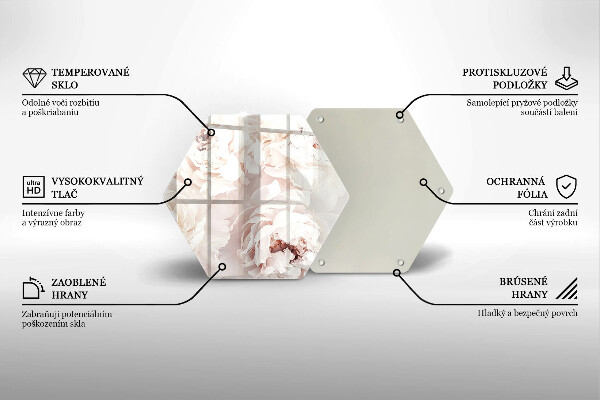 Skleněná krájecí deska Pastelové pivoňky