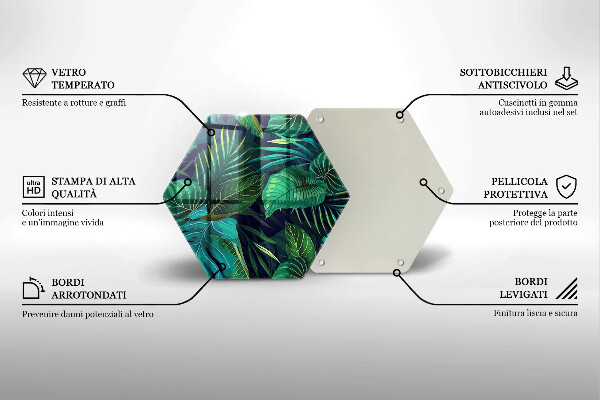 Skleněná krájecí deska Ilustrace listí džungle