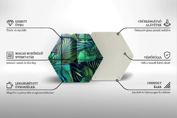 Skleněná krájecí deska Ilustrace listí džungle