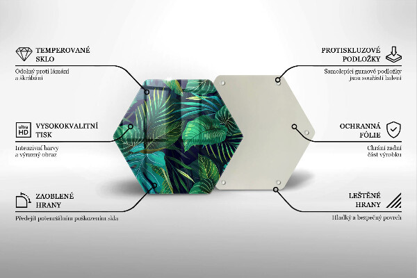 Skleněná krájecí deska Ilustrace listí džungle