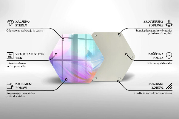 Skleněná krájecí deska Pastelové peří
