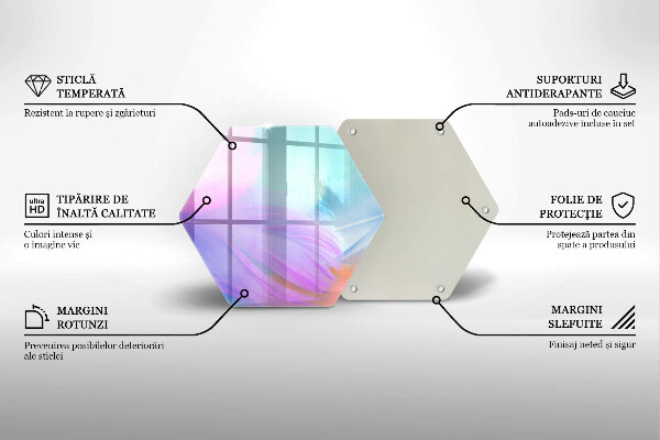 Skleněná krájecí deska Pastelové peří