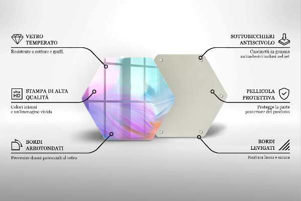 Skleněná krájecí deska Pastelové peří
