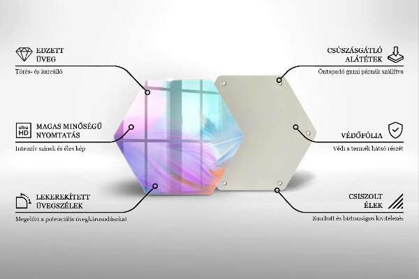 Skleněná krájecí deska Pastelové peří