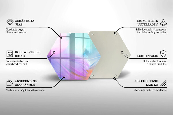 Skleněná krájecí deska Pastelové peří