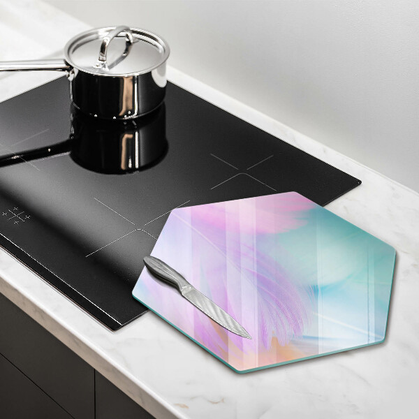 Skleněná krájecí deska Pastelové peří