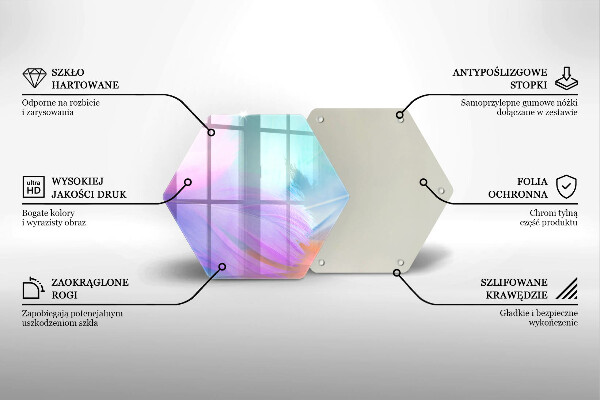Skleněná krájecí deska Pastelové peří