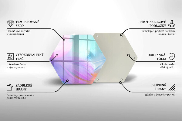 Skleněná krájecí deska Pastelové peří