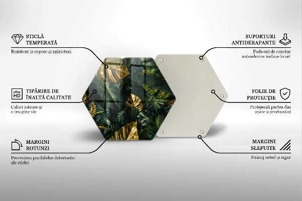 Skleněná krájecí deska Listy zlaté monstery