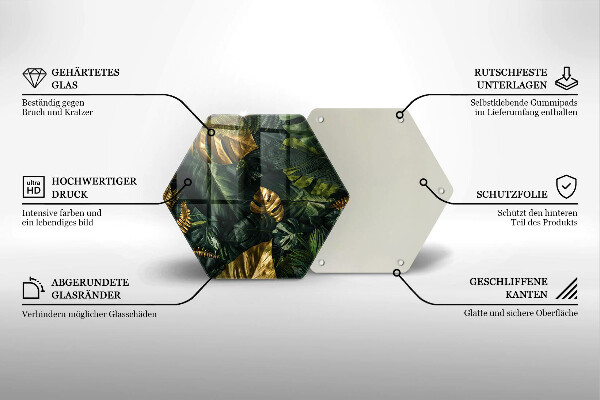 Skleněná krájecí deska Listy zlaté monstery