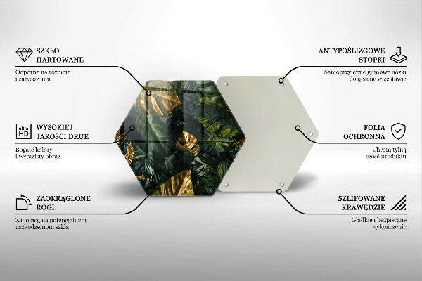 Skleněná krájecí deska Listy zlaté monstery