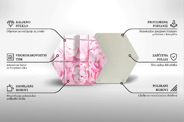 Skleněná krájecí deska Jemné pivoňky